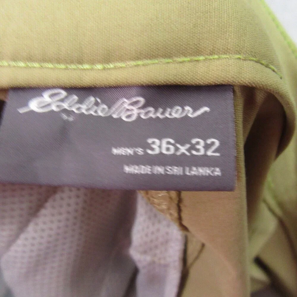 Eddie Bauer Mens Chino Tech Pants‎ 38 X 32 Tan Khaki Stretch Nylon Flat Front